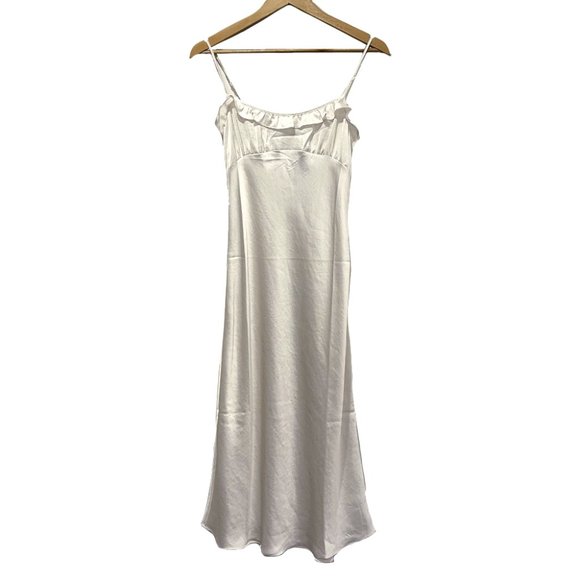 Aritzia Women's Ivory Satin Midi Dress Small - Picture 3 of 3